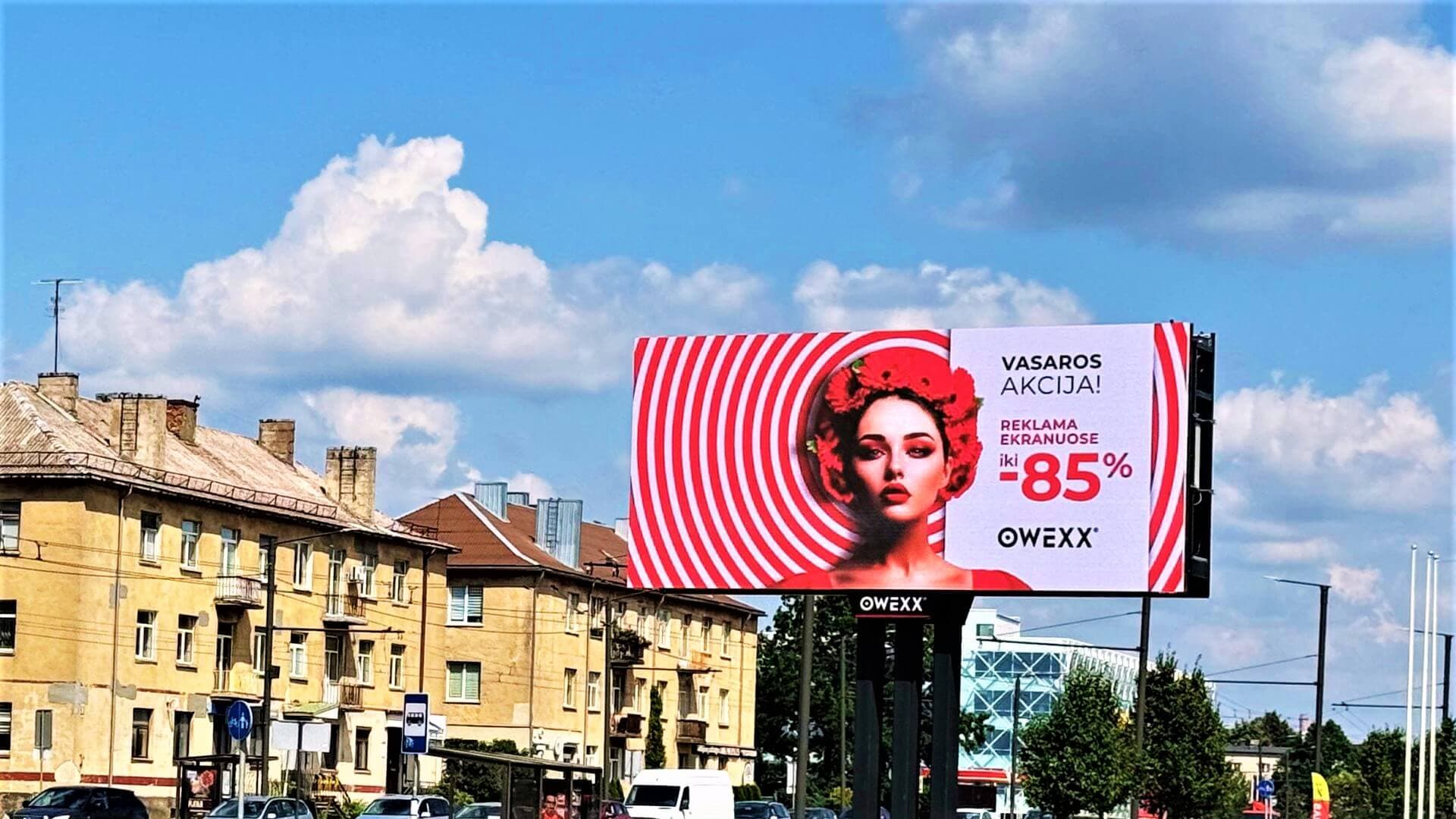 OWEXX udendørsskærmsnetværk i Kaunas: plads til synlige reklamekampagner