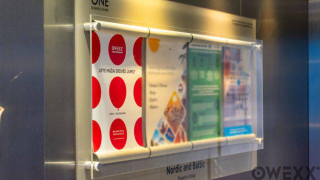 Reklama verslo centruose su OWEXX – ryški žinutė, perteikiama dėmesingai auditorijai