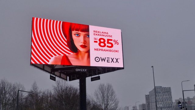 OWEXX žiemos pasiūlymas reklamos transliacijoms lauko ekranuose
